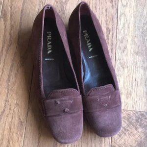 Prada Brown Suede Loafers